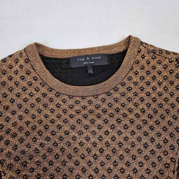 Rag & Bone Womens Metallic Amanda Sweater Chainmail Brown Copper Quiet Luxury XS - Picture 11 of 16